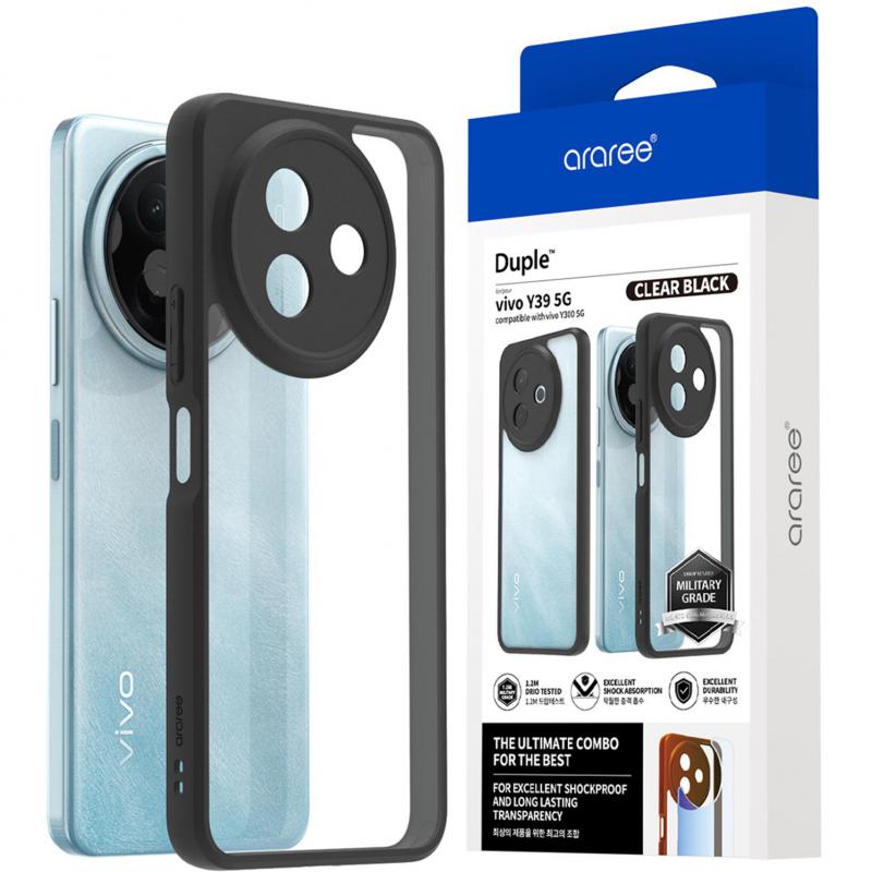 Duple Back Cover Mobile Case, for vivo Y39 5G, Clear/Black