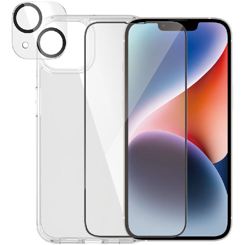 PanzerGlass 3-in-1 Protection Pack Hard Case + Screen Protector + Camera Lens Protector Smartphone Case Bundle, for iPhone 14, Clear