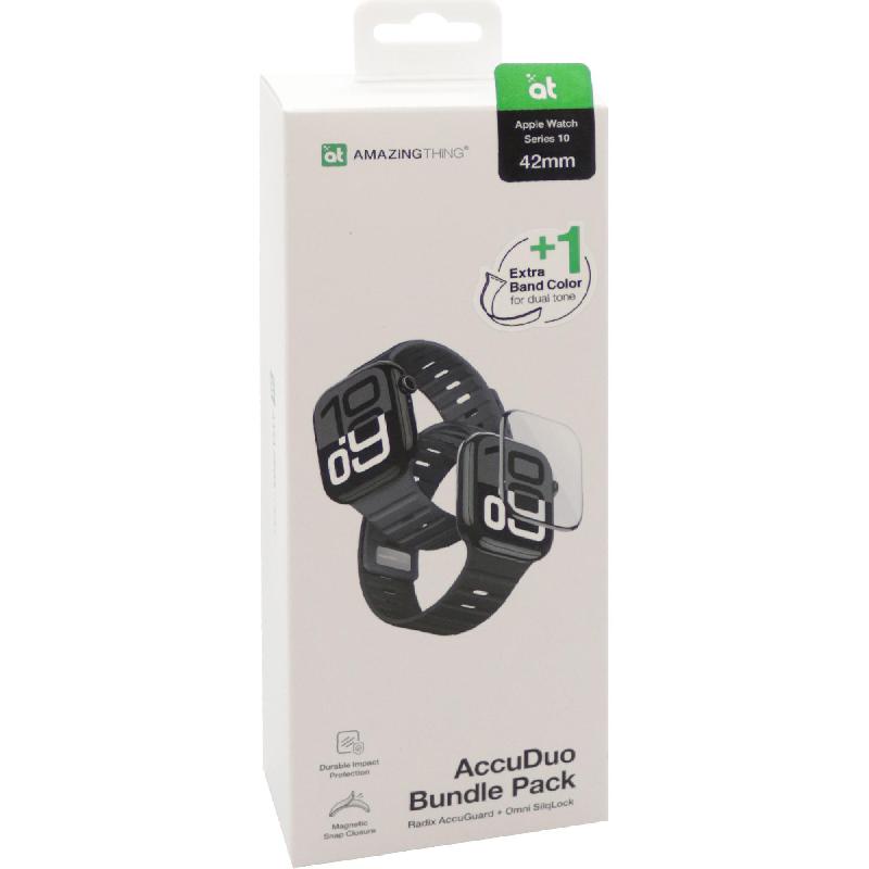 Amazing Thing Smartwatch Accessory Bundle, for Apple Watch Series 11 42/Watch Series 10 42, Black/Grey