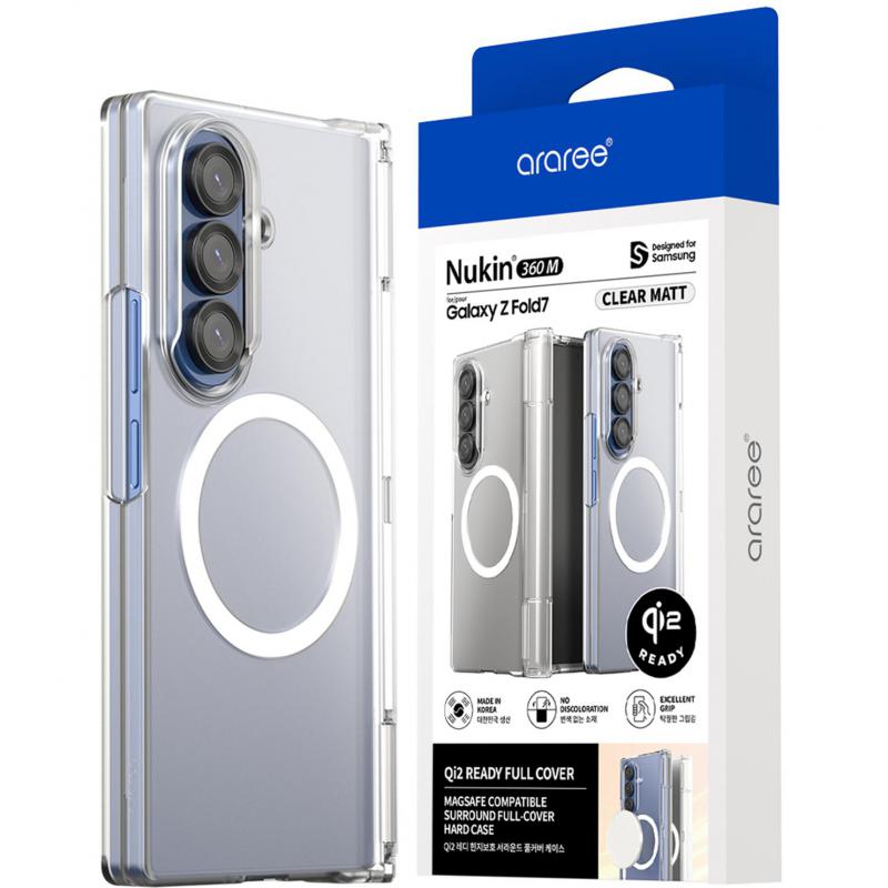 Araree Nukin 360 M Back Cover Mobile Case with MagSafe, for Samsung Galaxy Z Fold7, Clear Matte