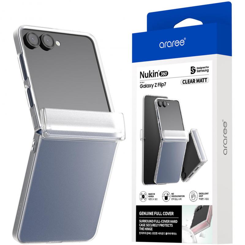 Araree Nukin 360 Flip Cover Mobile Case, for Samsung Galaxy Z Flip7, Clear