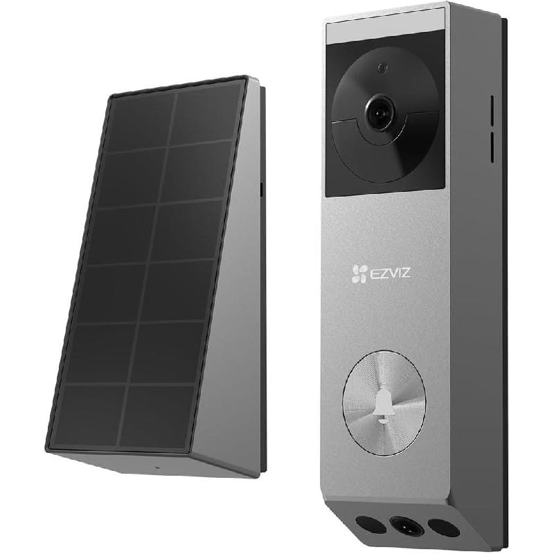 Ezviz EP3x Pro 2K Battery-powered Video Doorbell, Wi-Fi, Works with Android/iOS Devices, Silver
