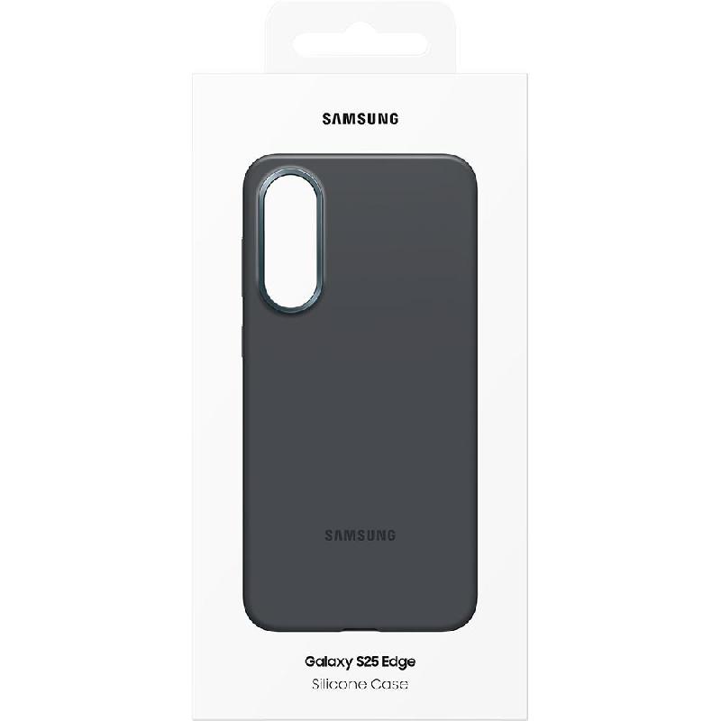 Samsung Silicone Back Cover Mobile Case, for Samsung Galaxy S25 Edge, Black — 3