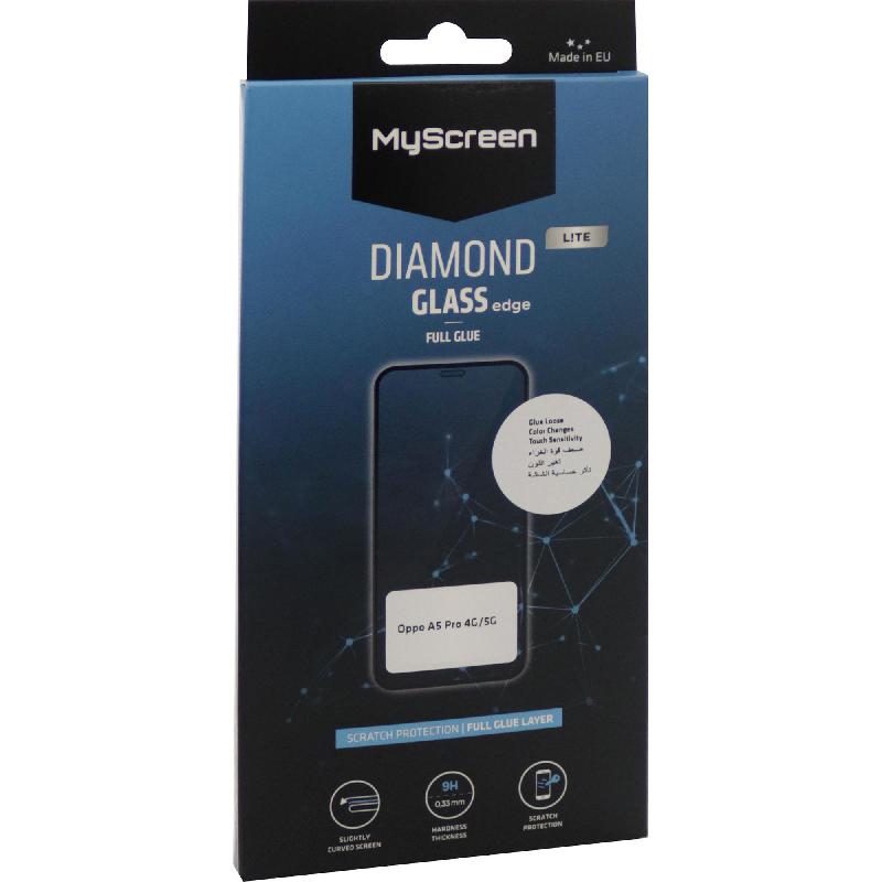 MyScreenPROTECTOR DIAMOND GLASS edge Lite Smartphone Screen Protector, Full Glue, Black, for OPPO A5 Pro 5G