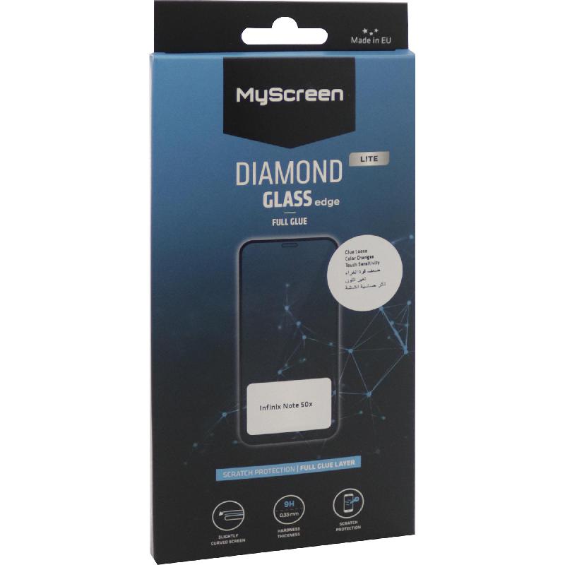 MyScreenPROTECTOR DIAMOND GLASS edge Lite Smartphone Screen Protector, Full Glue, Black, for Infinix Note 50x 5G