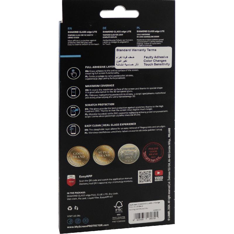 MyScreenPROTECTOR DIAMOND GLASS edge Lite Smartphone Screen Protector, Full Glue, Black, for Nothing CMF Phone 2 Pro — 2