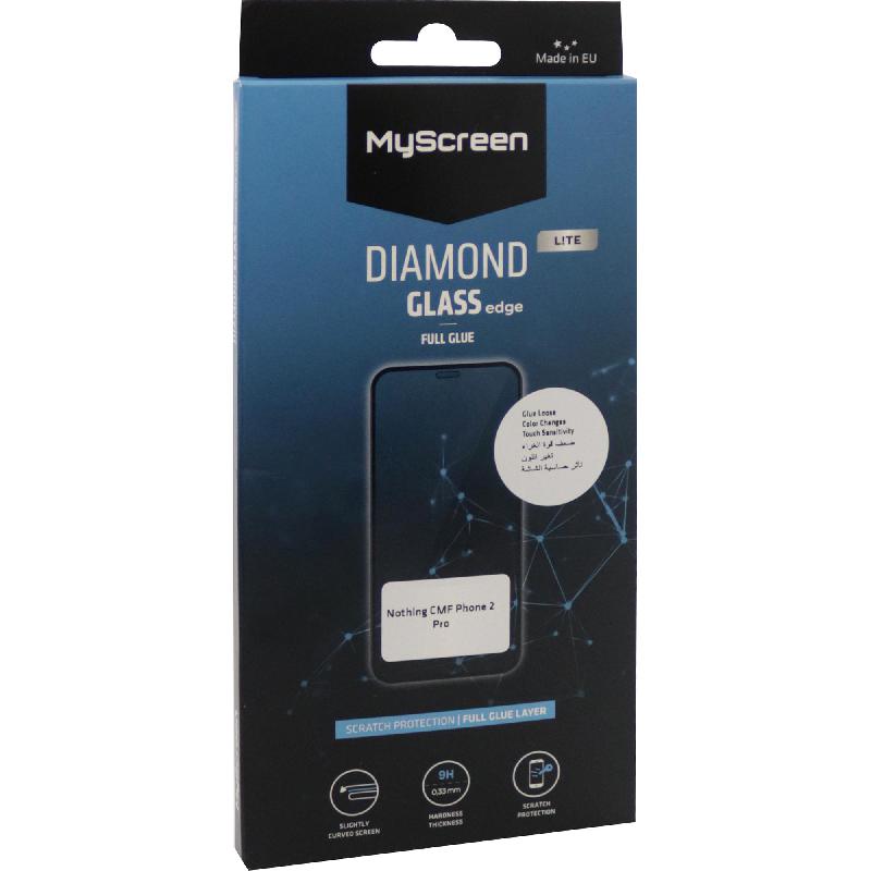 MyScreenPROTECTOR DIAMOND GLASS edge Lite Smartphone Screen Protector, Full Glue, Black, for Nothing CMF Phone 2 Pro