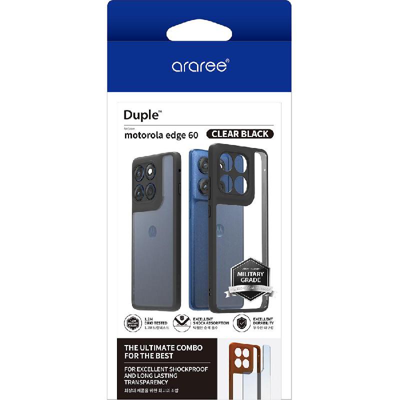 Araree Duple Back Cover Mobile Case, for Motorola edge 60, Clear/Black — 2