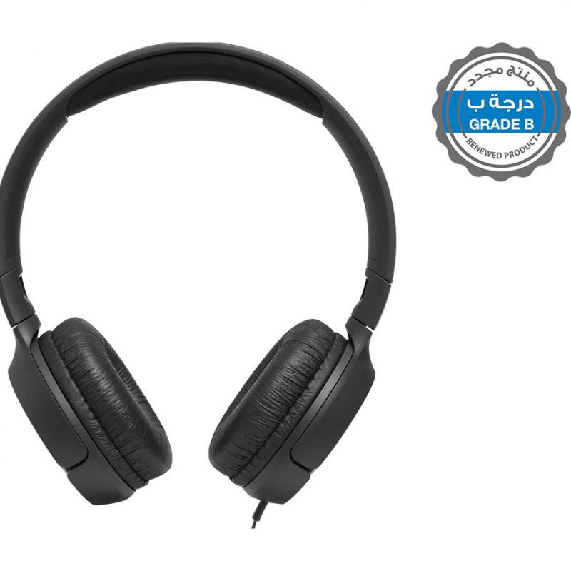 Renewed Grade B JBL Tune 500 On-Ear Headphones, Wired, 3.5 mm Connector, In-line Microphone, Black