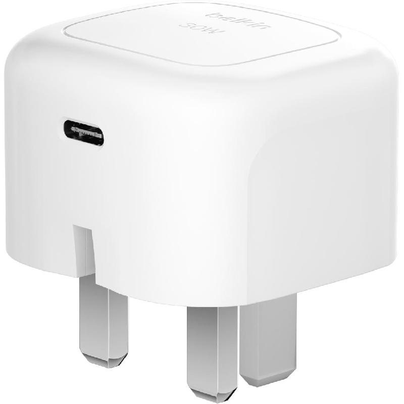Belkin BoostCharge 30W Cube Charger with Single USB-C PD and Foldable Pins, USB PD (Power Delivery), 30 Watts, Single USB-C (PD), White