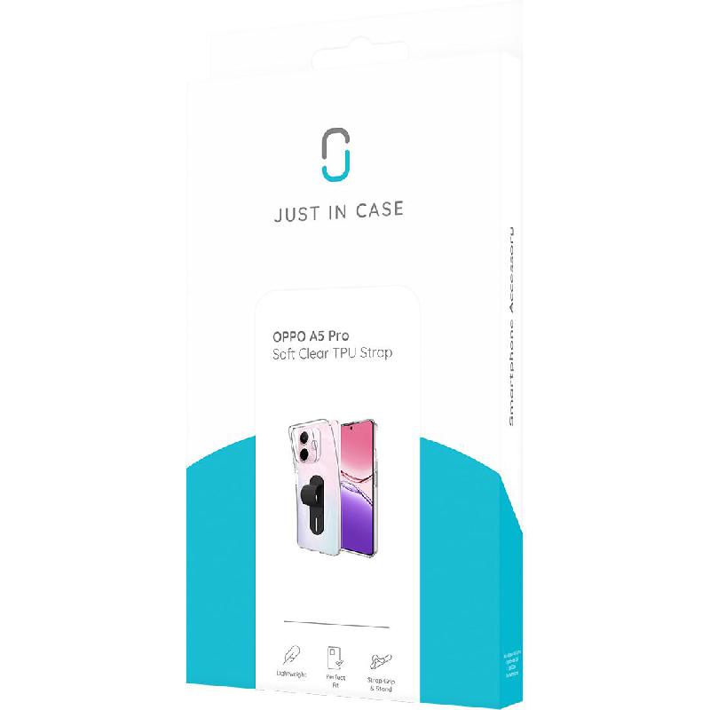 Just in Case Soft TPU Back Cover Mobile Case with Strap, for OPPO A5 Pro 5G, Clear — 3