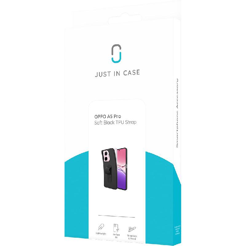Just in Case Soft TPU Back Cover Mobile Case with Strap, for OPPO A5 Pro 5G, Black — 3