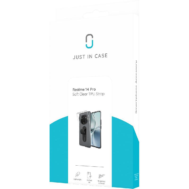 Just in Case Soft TPU Back Cover Mobile Case with Strap, for Realme 14 Pro 5G, Clear — 3
