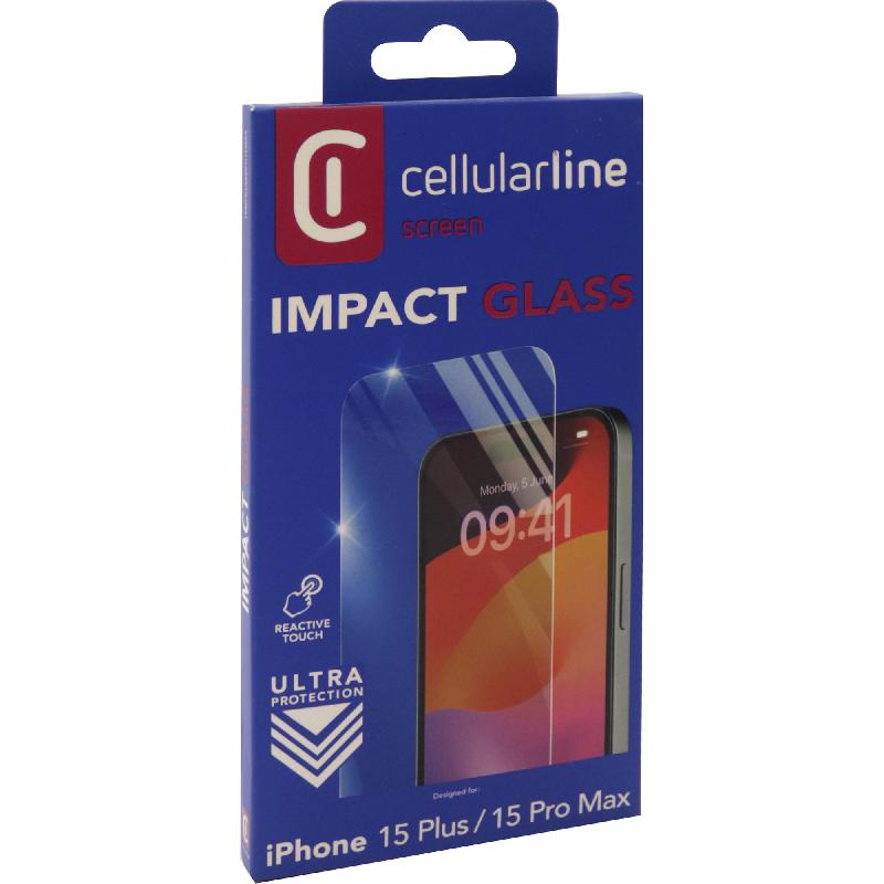 Cellularline ANTISHOCK Smartphone Screen Protector, for iPhone 15 Plus/iPhone 15 Pro Max