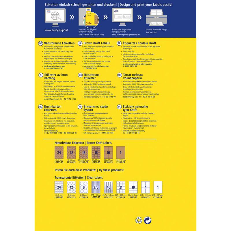 Avery Zweckform Multipurpose Labels, A4, Round, Brown Kraft, 300 Labels/Pack — 3