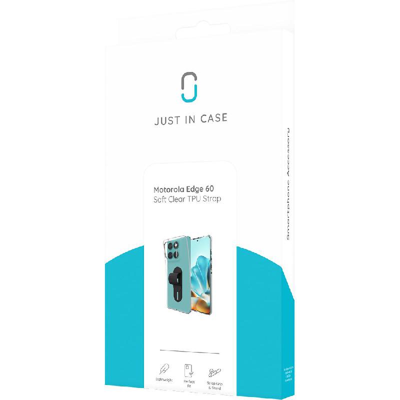 Just in Case Soft TPU Back Cover Mobile Case with Strap, for Motorola edge 60, Clear — 3