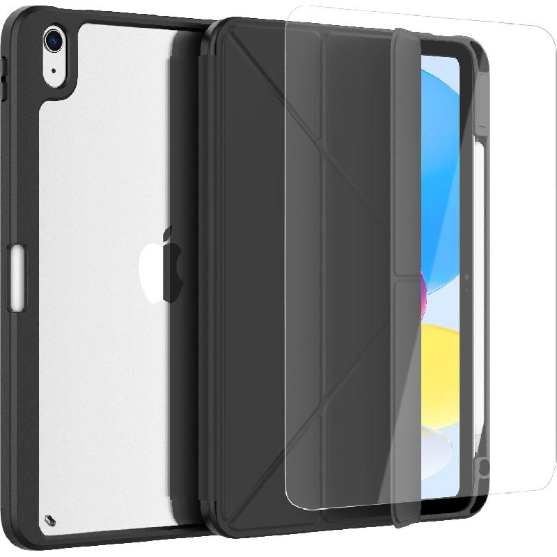 Techpick 2-in-1 Bundle Tablet Case with Screen Protector, for iPad Air 11 M3/iPad Air 11 M2/iPad Air 10.9 - 2022/iPad Air 10.9 - 2020, Black