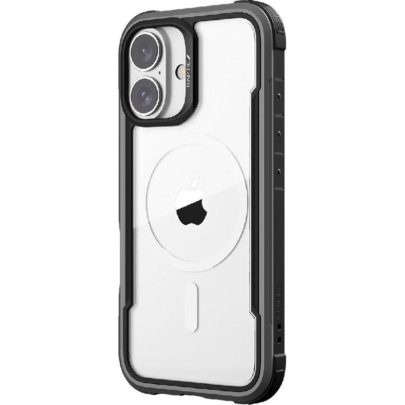 Raptic Shield Back Cover Mobile Case with MagSafe, for iPhone 16 Plus, Clear/Black