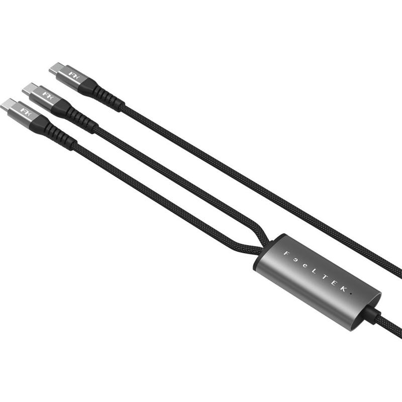 FeelTek Gemini USB-C to Dual USB-C Sync & Charge Cable, 1.50 m ( 4.92 ft ), Black