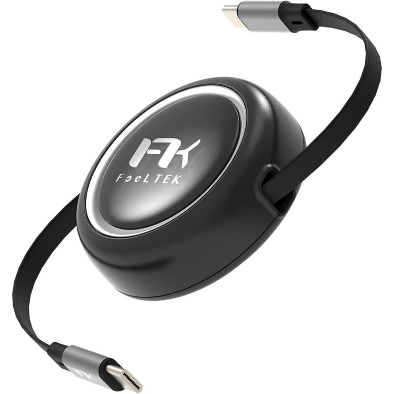FeelTek Yo-Yo Retractable USB-C to USB-C Sync & Charge Cable, 1.00 m ( 3.28 ft ), Black