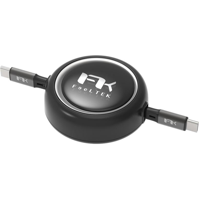 FeelTek Yo-Yo Retractable USB-C to USB-C Sync & Charge Cable, 1.00 m ( 3.28 ft ), Black — 2