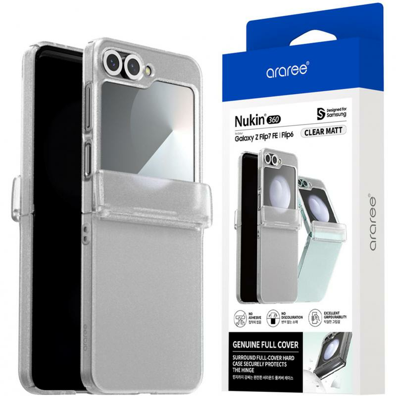 Nukin 360 Flip Cover Mobile Case, for Samsung Galaxy Z Flip7 FE/Galaxy Z Flip6, Clear Matte