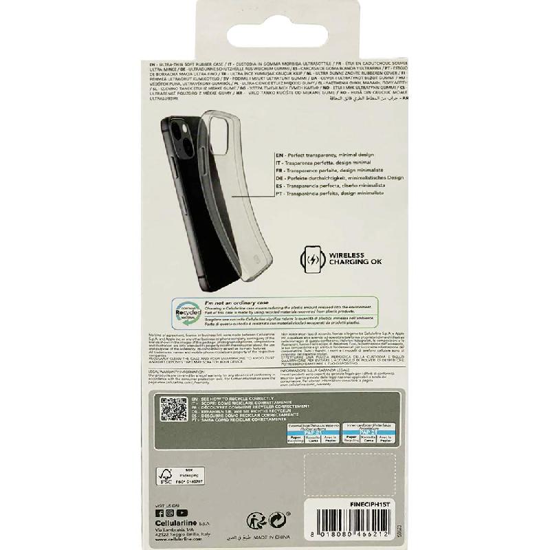 Cellularline TRANSPARENT RUBBER Back Cover Mobile Case, for iPhone 15, Transparent — 2