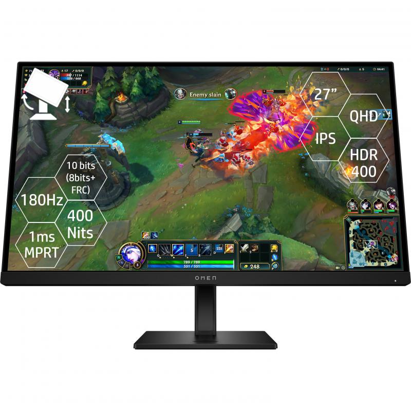 HP OMEN 27q G2 27" Gaming Monitor, QHD (Quad HD), 180 Hz, 1ms (MPRT), Black
