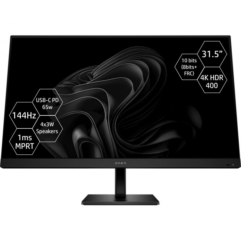 HP OMEN 32x 31.5" Gaming Monitor, 4K UHD (Ultra HD), 144 Hz, 1ms (GtG), Built-in Quad Speaker (4 X 3W), Black
