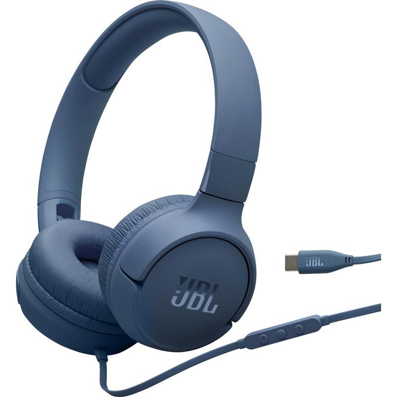 JBL Tune 520C On-Ear Headphones, Wired, Built-in Microphone, Blue