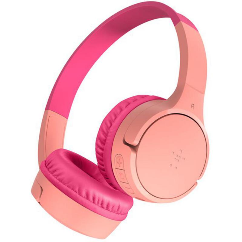 Belkin SoundForm Mini On-Ear Headphones, Bluetooth, USB (Charging), Built-in Microphone, Pink