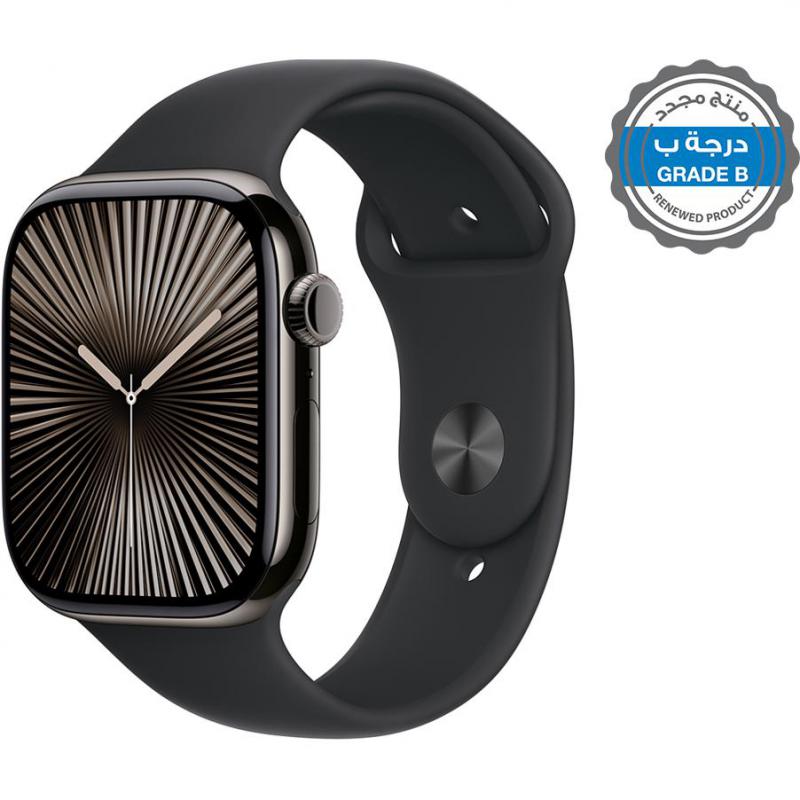 Renewed Grade B Apple Watch Series 10 46, GPS + Cellular, eSIM Supported, Slate Titanium Case/Black Sport Band - M/L