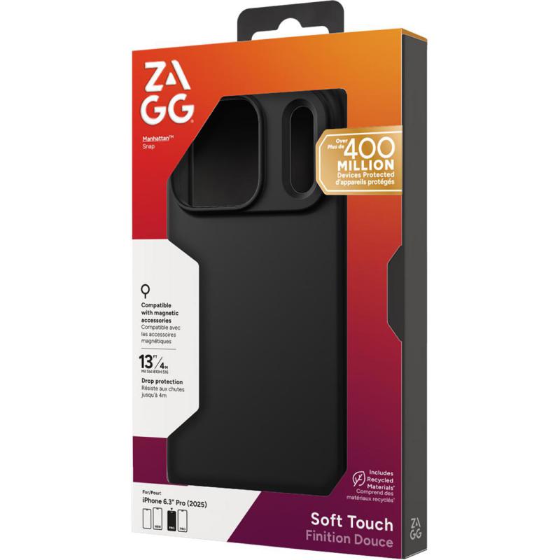 Zagg Manhattan Snap Back Cover Mobile Case with MagSafe, for iPhone 17 Pro, Black — 2