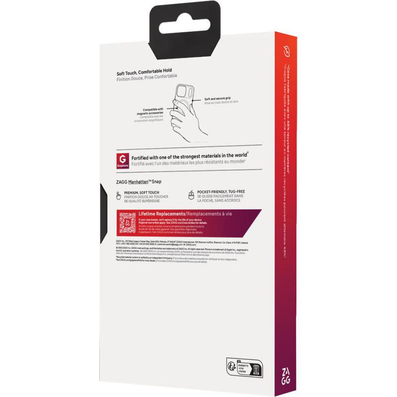 Zagg Manhattan Snap Back Cover Mobile Case with MagSafe, for iPhone 17 Pro, Black — 3