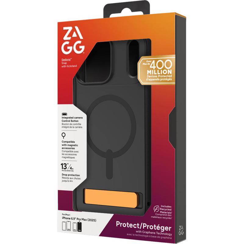 Zagg Sedona Snap KS Back Cover Mobile Case with MagSafe, for iPhone 17 Pro Max, Flood Black — 2