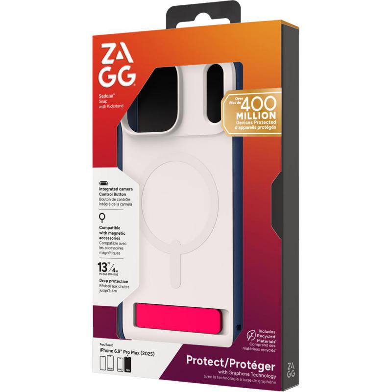 Zagg Sedona Snap KS Back Cover Mobile Case with MagSafe, for iPhone 17 Pro Max, Red Light/Blue — 2