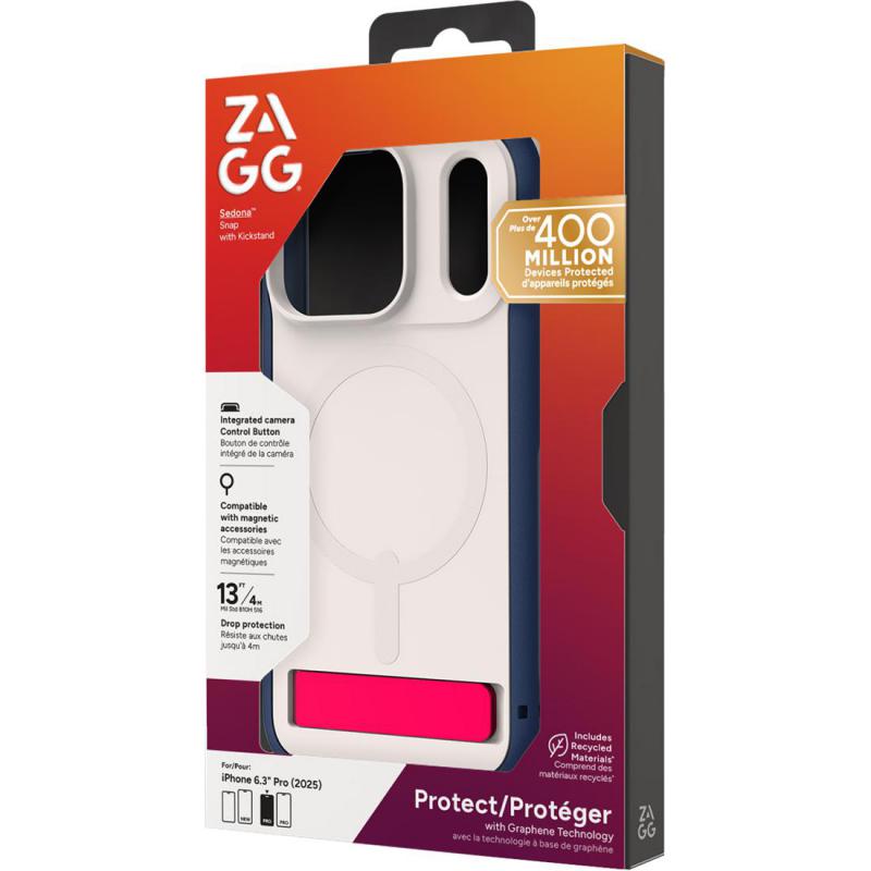 Zagg Sedona Snap KS Back Cover Mobile Case with MagSafe, for iPhone 17 Pro, Red Light/Blue — 2