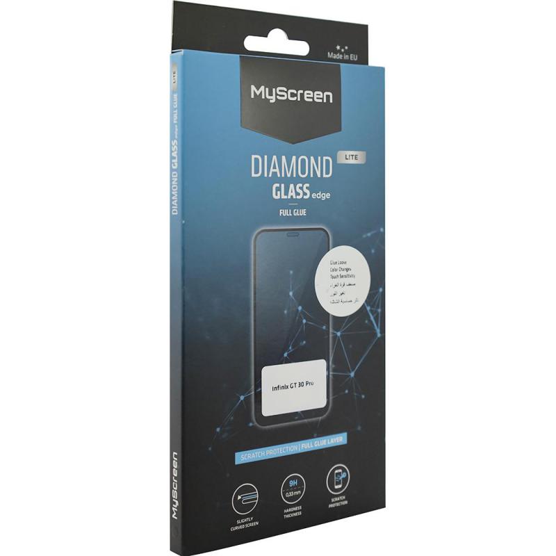MyScreenPROTECTOR DIAMOND GLASS edge Lite Smartphone Screen Protector, for Infinix GT 30 Pro 5G, Full Glue, Black