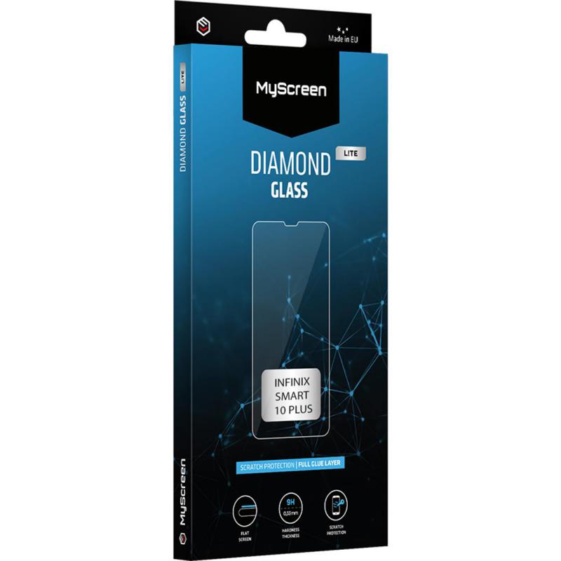 MyScreenPROTECTOR DIAMOND GLASS edge Lite Smartphone Screen Protector, for Infinix SMART 10+, Full Glue, Black