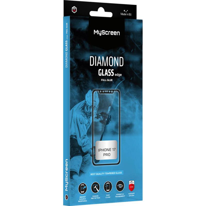MyScreenPROTECTOR DIAMOND GLASS edge Smartphone Screen Protector, for iPhone 17 Pro, Full Glue, Black