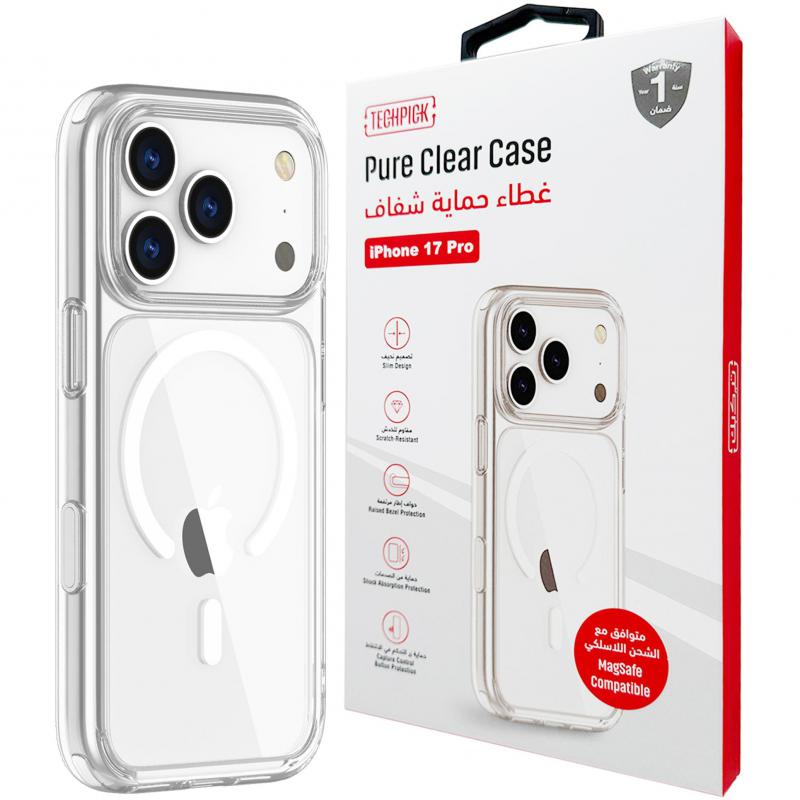 Techpick Pure Back Cover Mobile Case with MagSafe, for iPhone 17 Pro, Clear