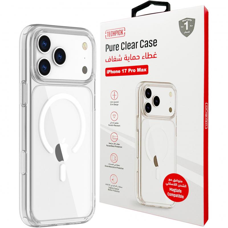 Techpick Pure Back Cover Mobile Case with MagSafe, for iPhone 17 Pro Max, Clear