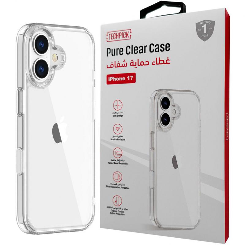 Techpick Pure Back Cover Mobile Case, for iPhone 17, Clear