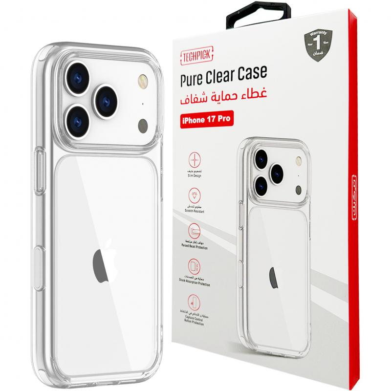 Techpick Pure Back Cover Mobile Case, for iPhone 17 Pro, Clear