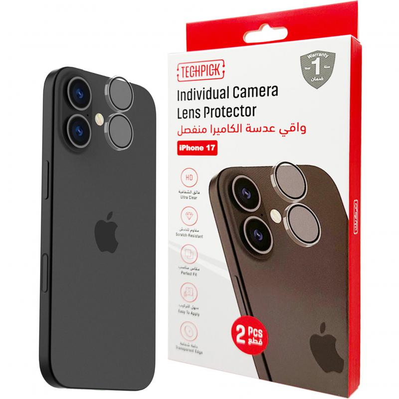 Techpick Camera Lens Protector (Individual Ring) Smartphone Camera Accessory, for iPhone 17, Clear