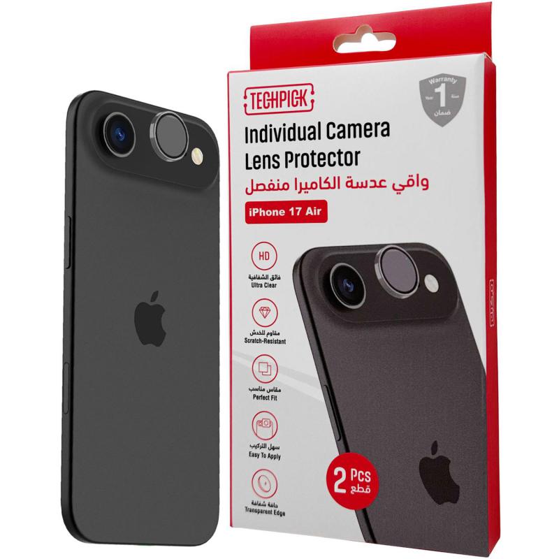 Techpick Camera Lens Protector (Individual Ring) Smartphone Camera Accessory, for iPhone Air, Clear
