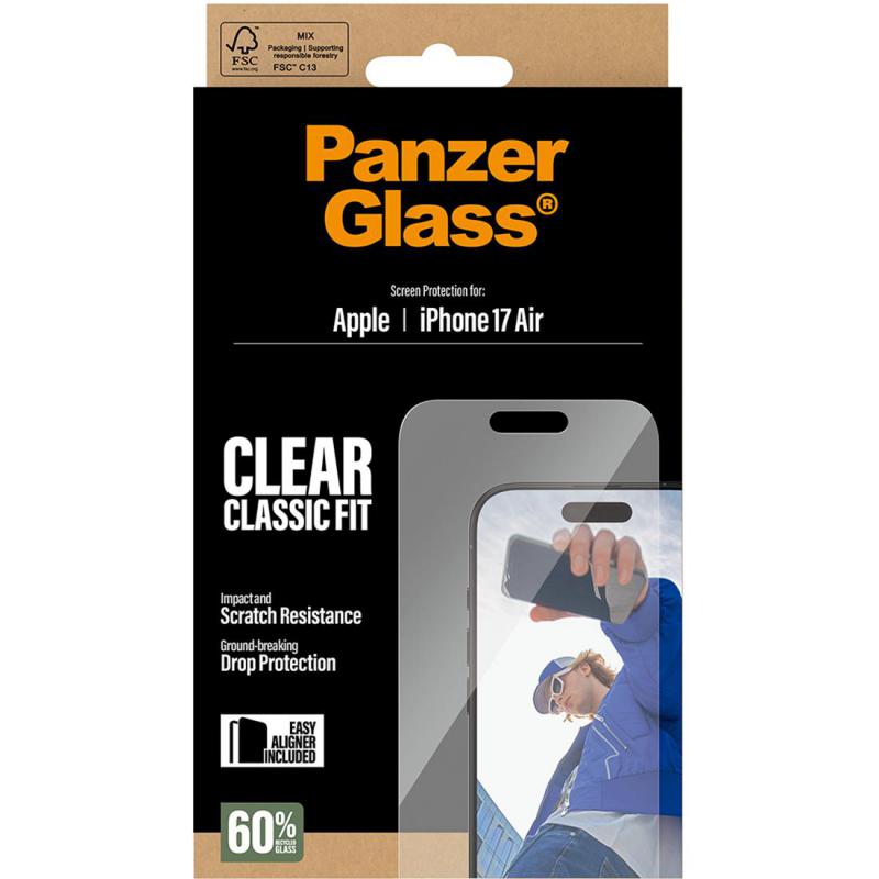 PanzerGlass Classic Fit Smartphone Screen Protector, for iPhone Air, Tempered Glass, Clear — 3