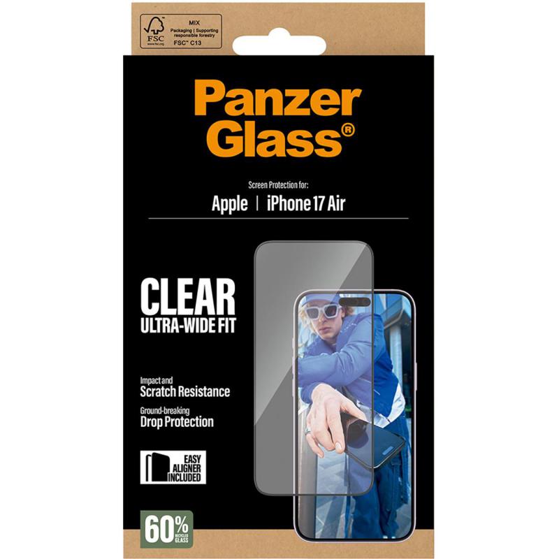 PanzerGlass Ultra-Wide Fit Smartphone Screen Protector, for iPhone Air, Tempered Glass, Clear — 3