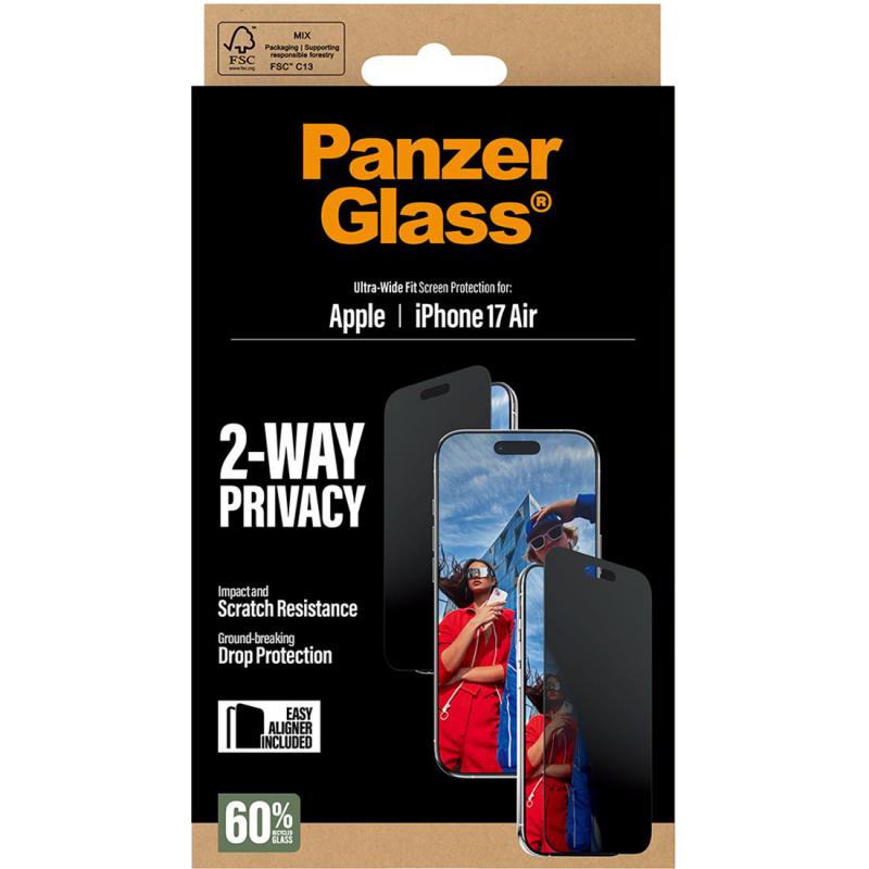 PanzerGlass Ultra-Wide Fit Smartphone Screen Protector, for iPhone Air, Tempered Glass, Privacy — 3