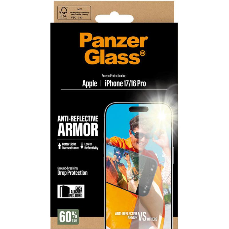 PanzerGlass Ultra-Wide Fit Anti-reflective Armor Smartphone Screen Protector, for iPhone 17/iPhone 16 Pro, Tempered Glass, Anti-reflective — 3